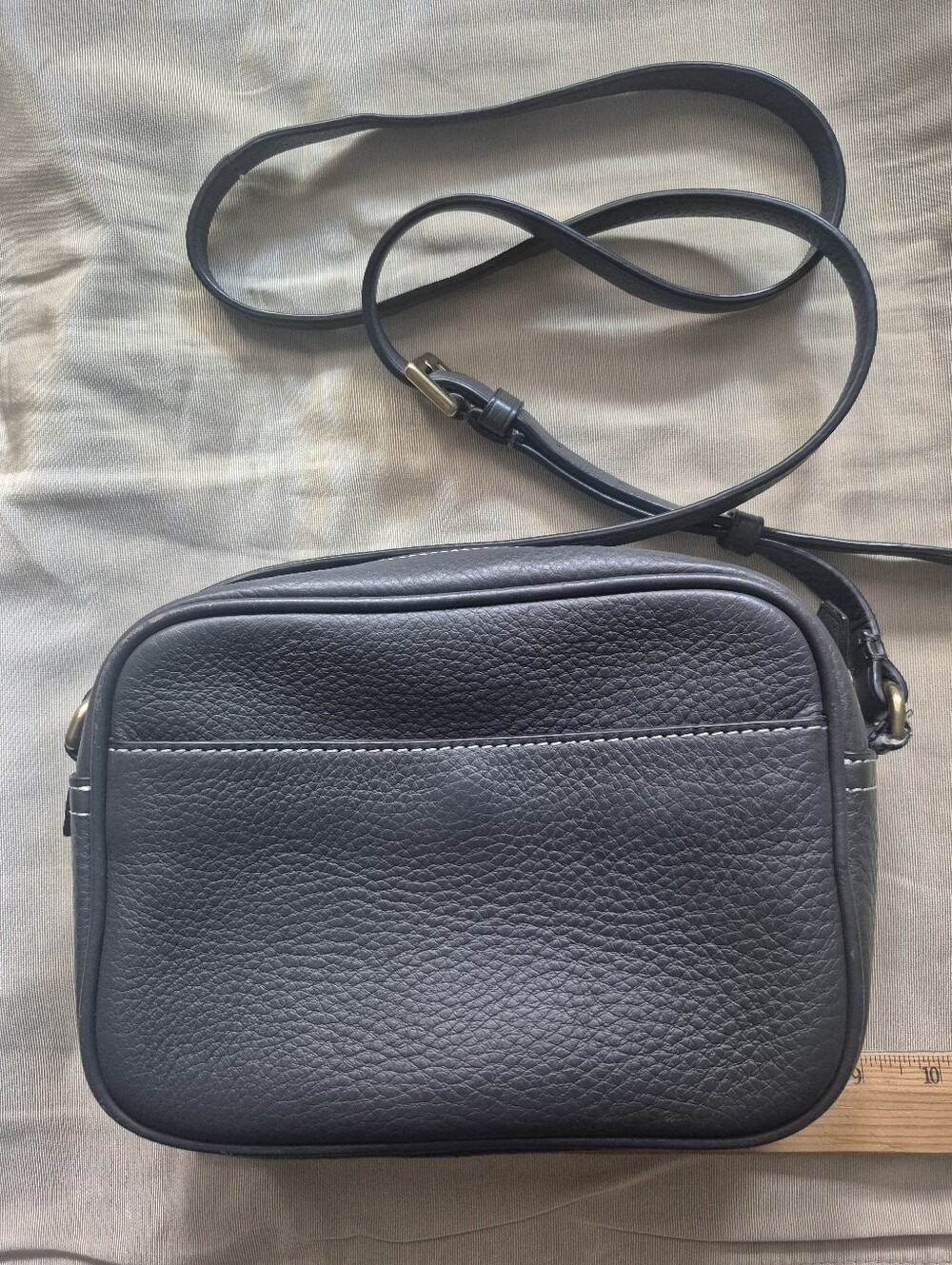 J. Crew Gray Pebble Leather Crossbody Bag